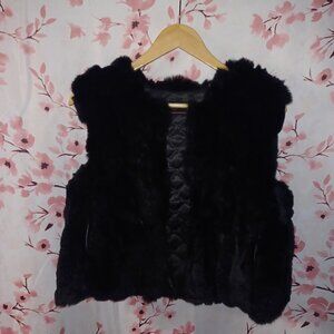 Black 100% real rabbit fur vest